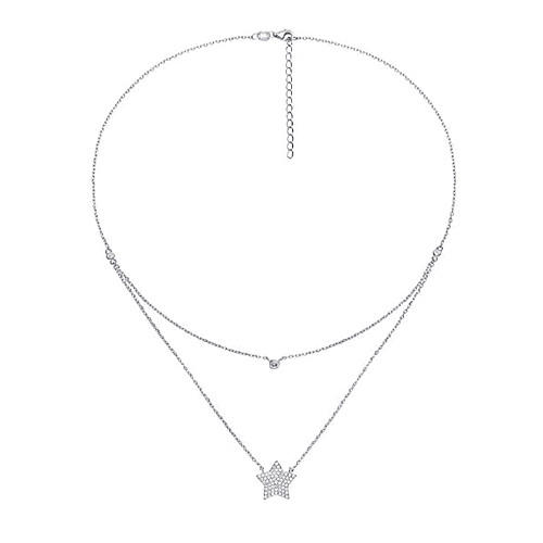 2 layers delicate zircon jewelry star pendant diamond necklaces in sterling silver